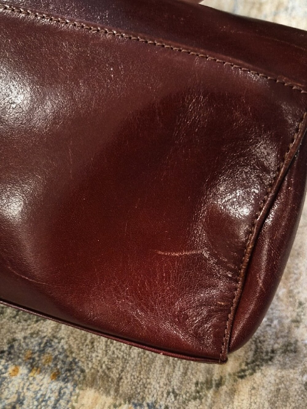 Classic Leather Top-Handle Clutch in Deep Burgundy - Picture 6 of 14